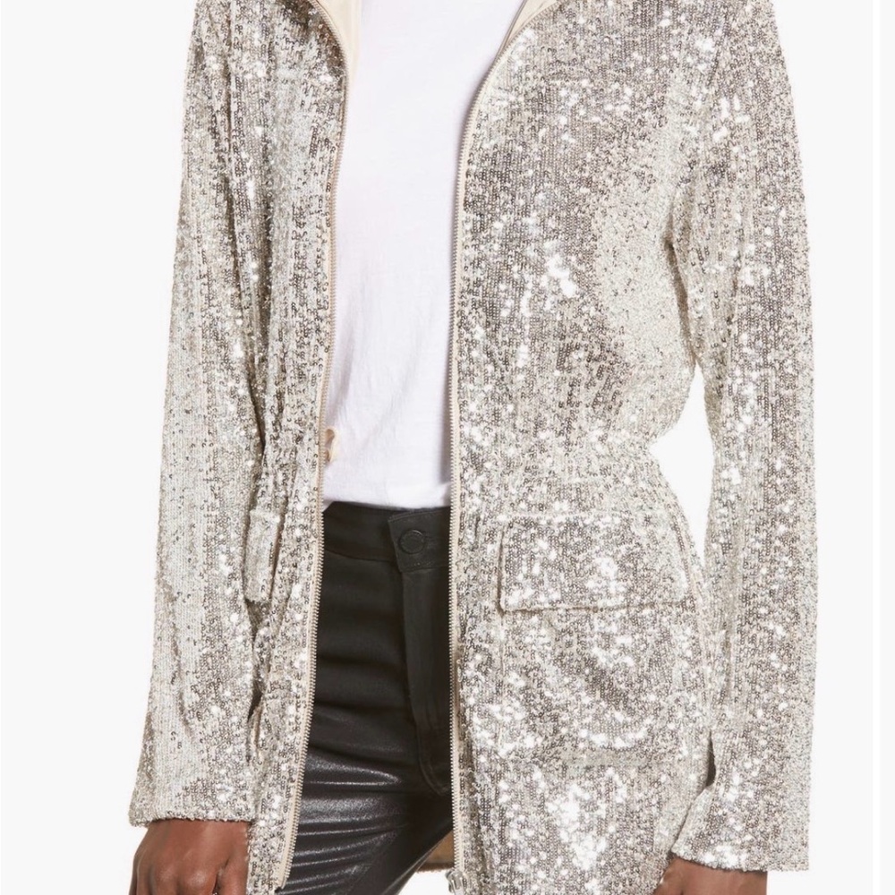 BB Dakota Sparkling Silver Sequin Jacket